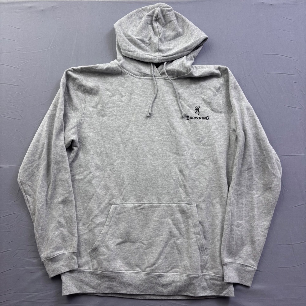 Browning Firearms Co USA Heather Gray Buckmark Logo Pullover Hoodie Mens XL